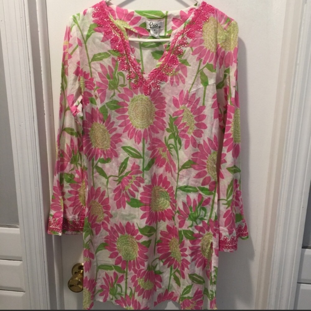 Lilly Pulitzer pink and green swim cover up